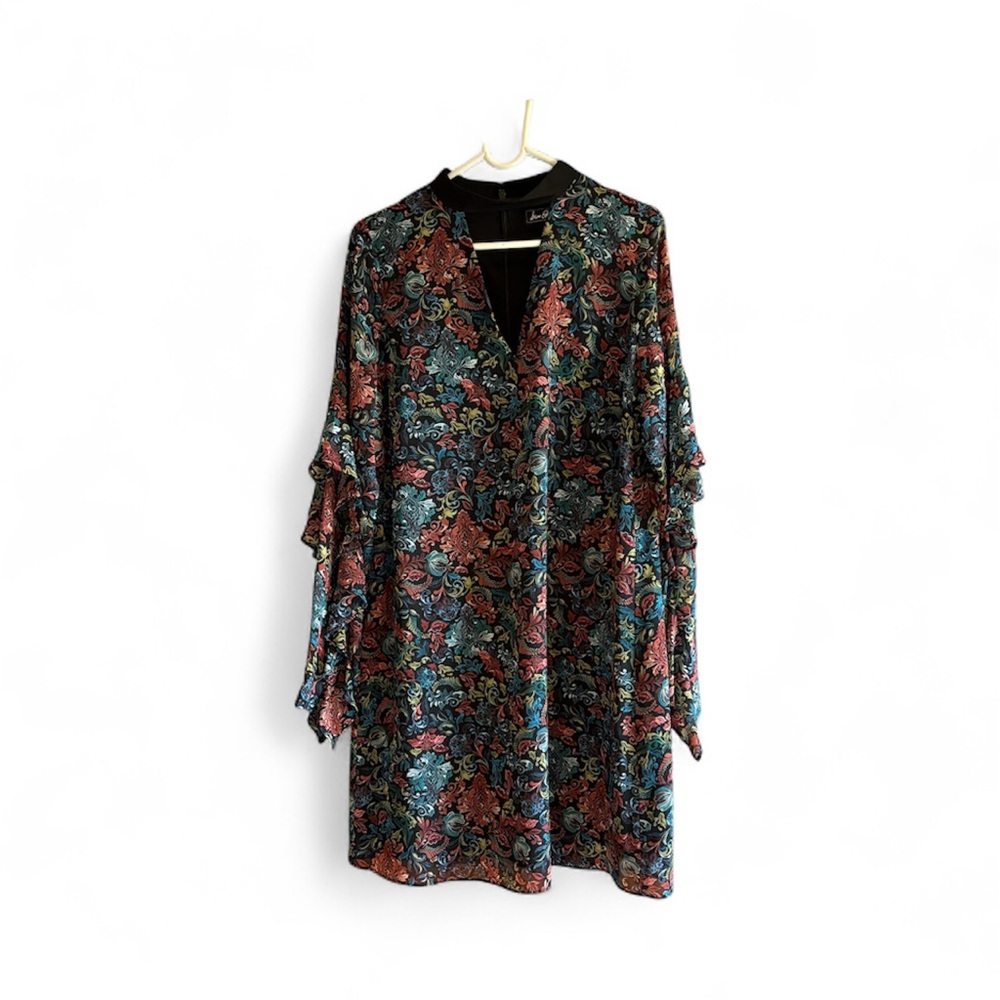 Sam Edelman whimsical Romantic Floral Boho dress Ruffle Sleeves Chic Sz 10